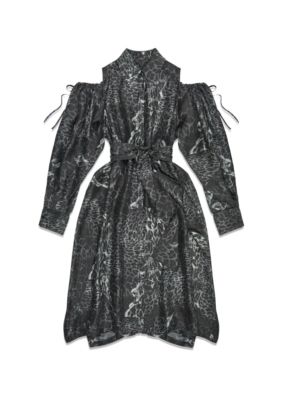 Maude Leopard Shirt Dress Black