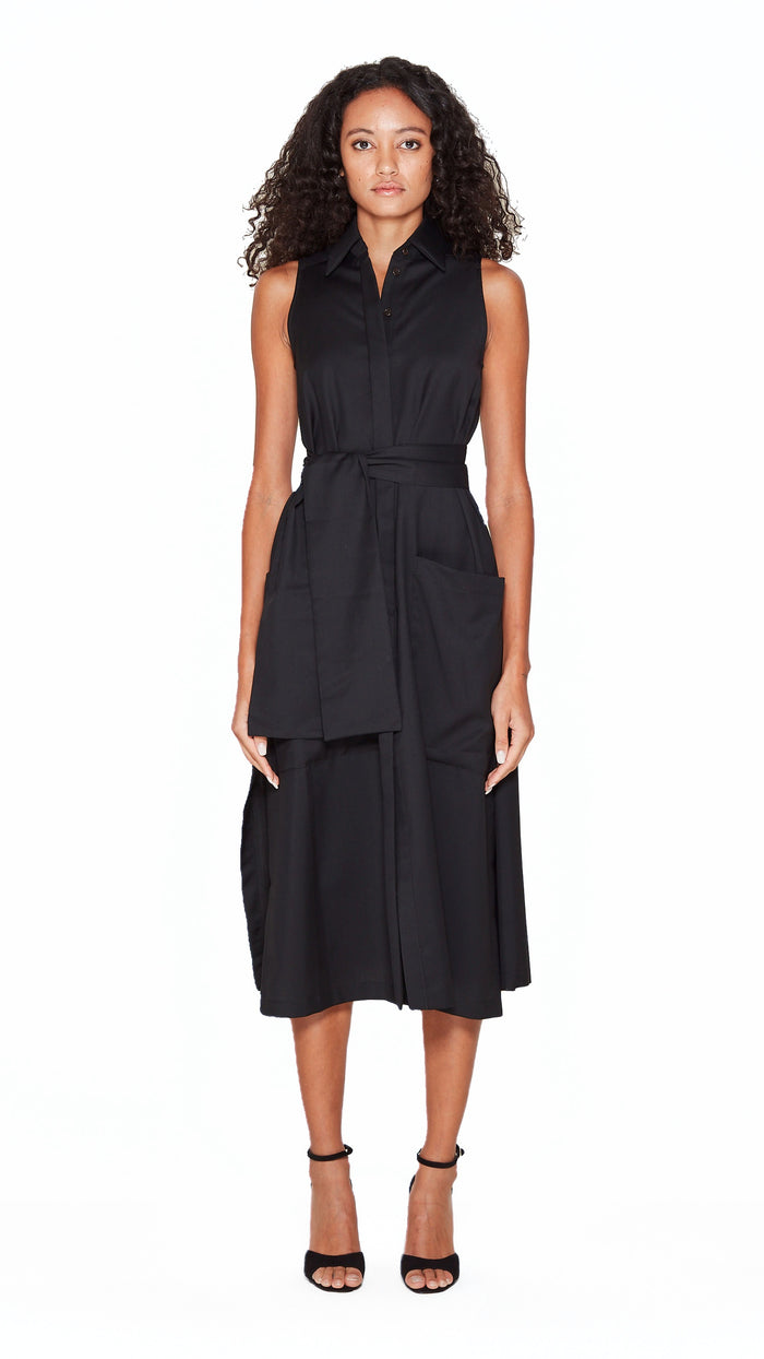 Laura Shirt Dress Women Black, front view – POAN
