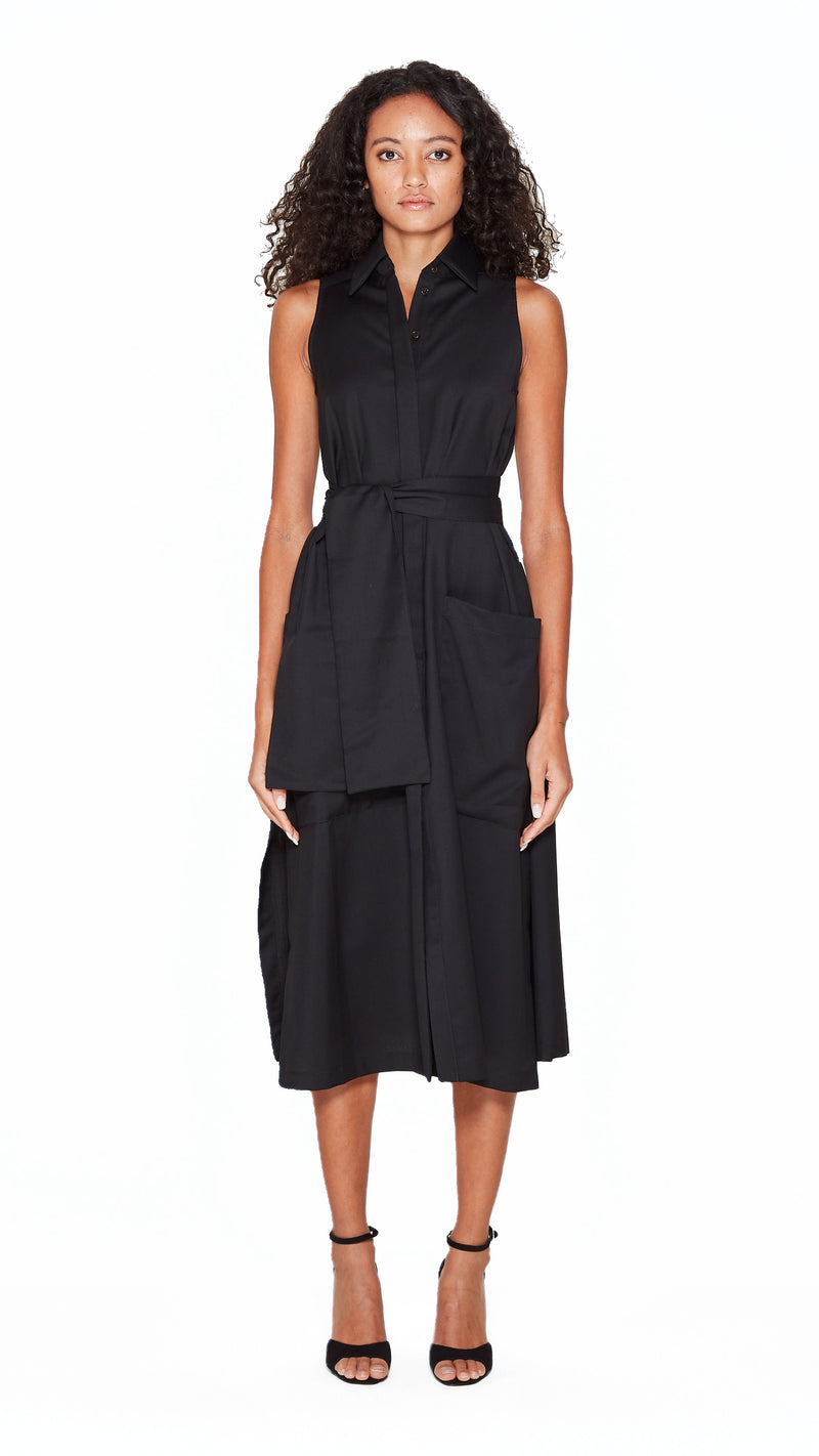 Laura Shirt Dress Women Black, front view – POAN