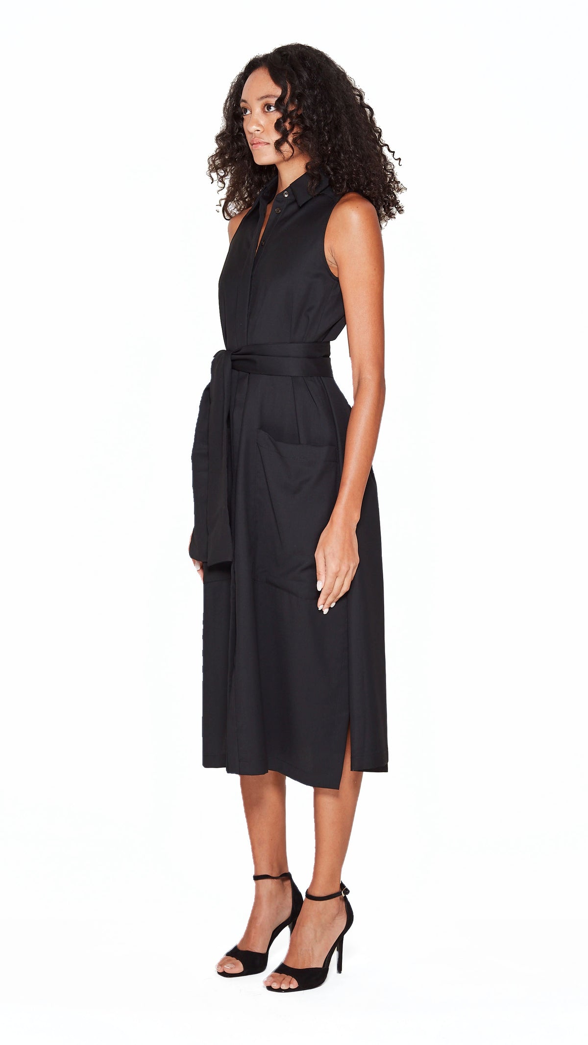 Laura Shirt Dress Women Black, side view – POAN