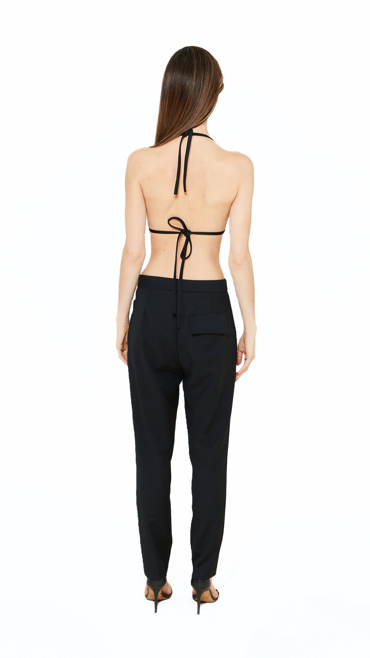 Maria Bralette Black Satin, back view – POAN