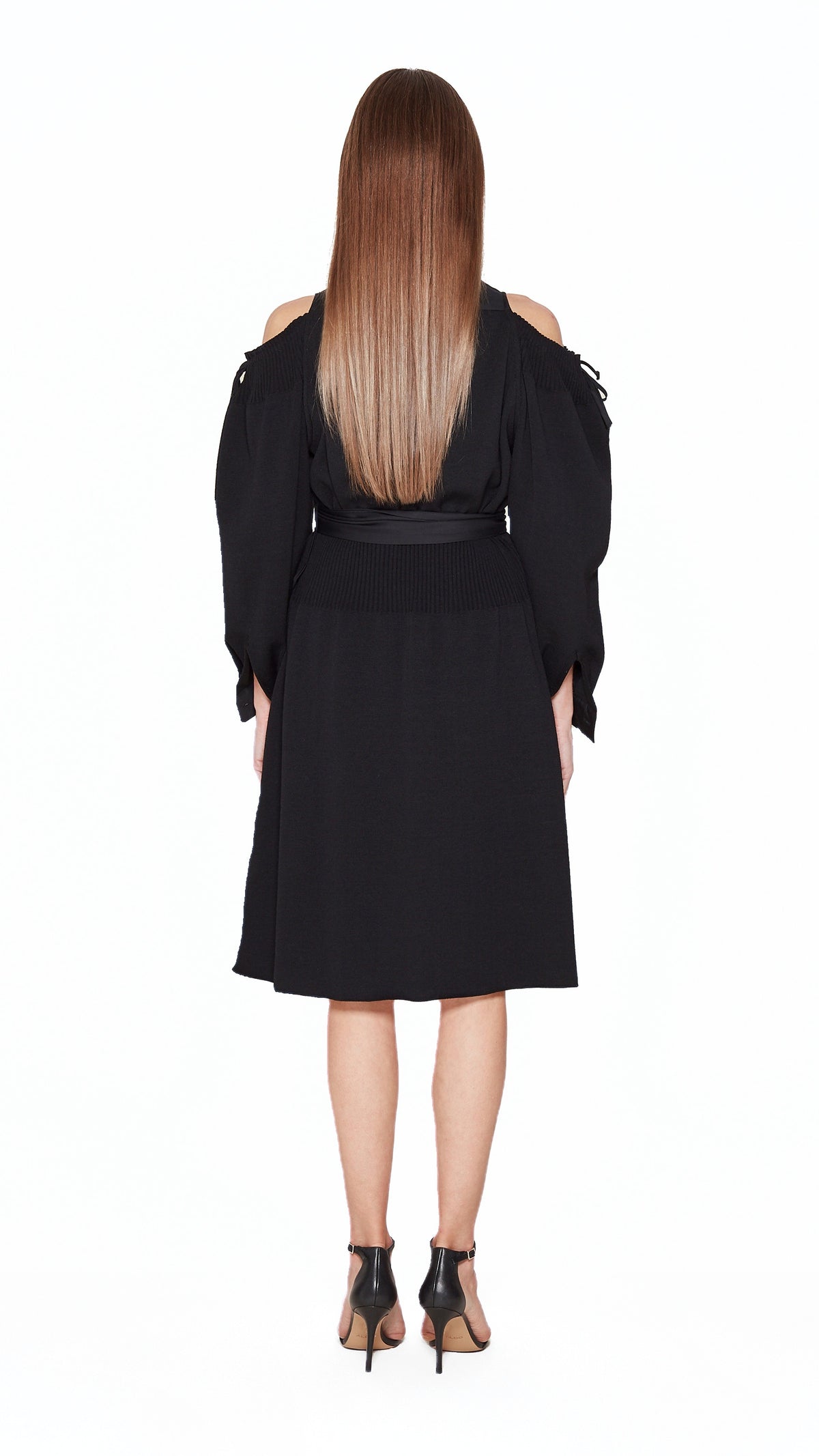 Maude Shirt Dress Women Black, back view – POAN