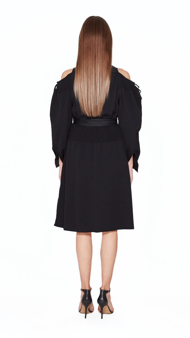 Maude Shirt Dress Women Black, back view – POAN
