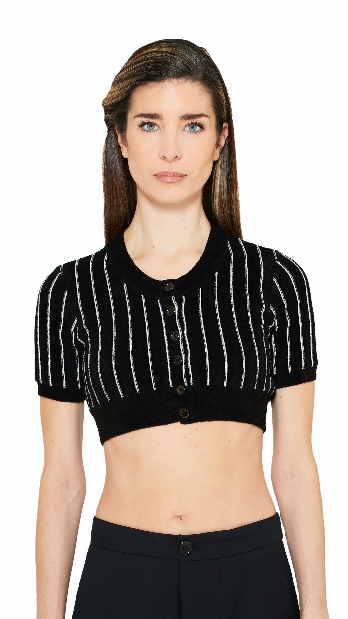 Mausi Cropped Cardigan Women Black, detail – POAN