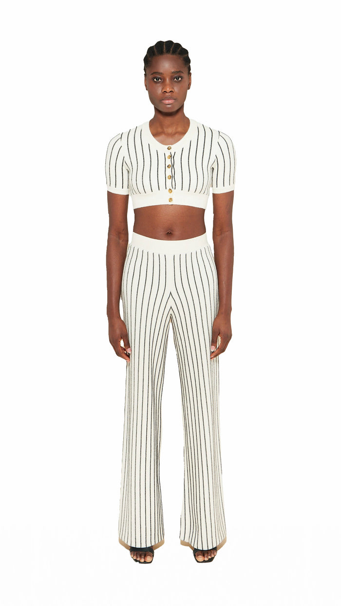 Mausi Cropped Cardigan Women Ivory, front view – POAN