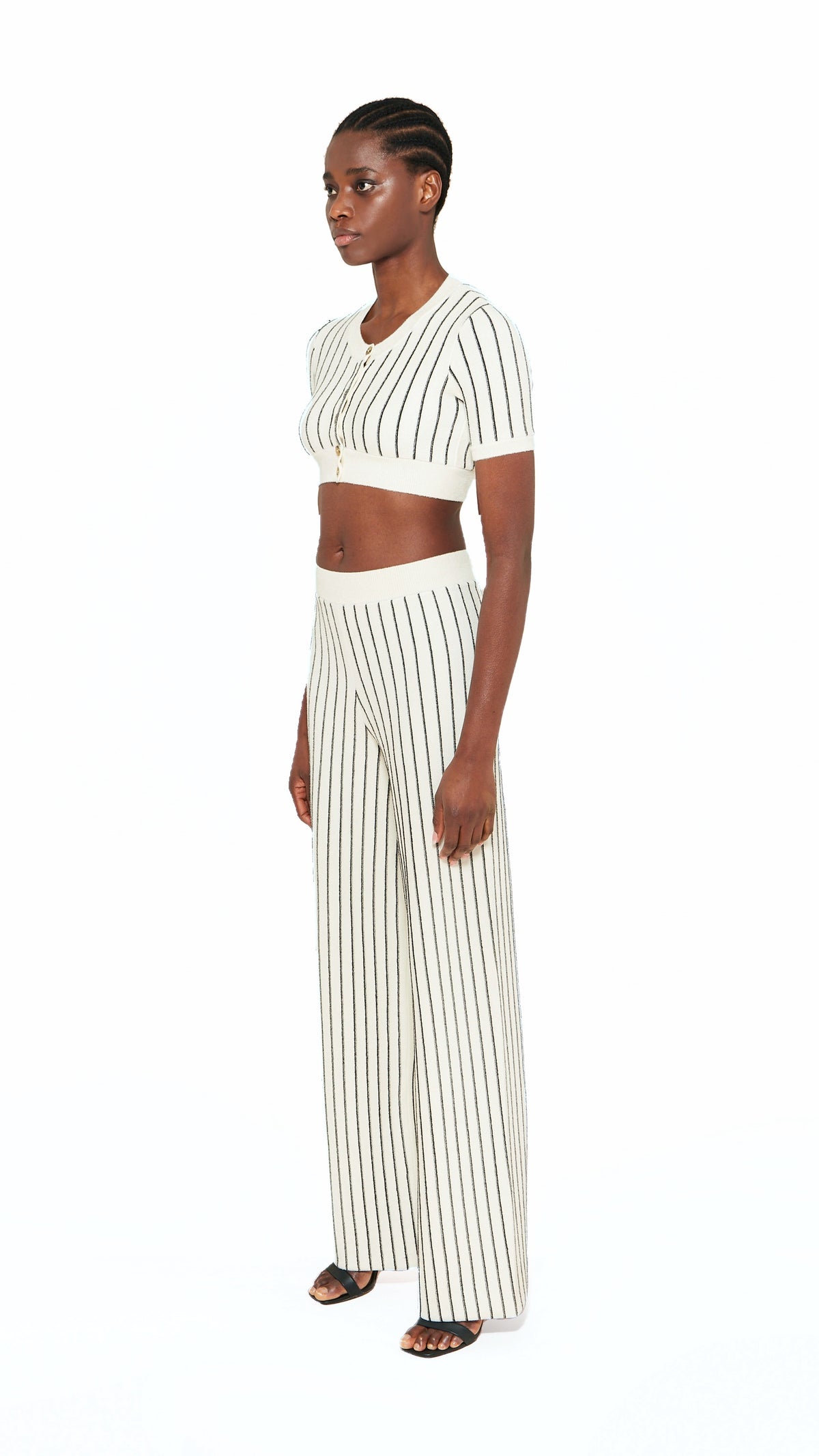 Mausi Cropped Cardigan Women Ivory, side view – POAN