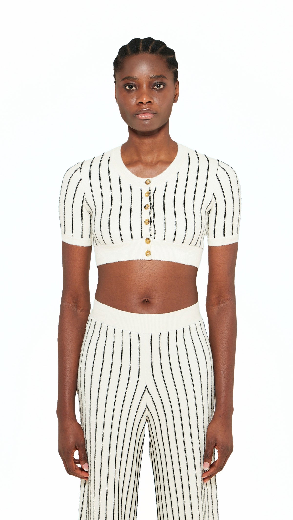 Mausi Cropped Cardigan Women Ivory, detail – POAN