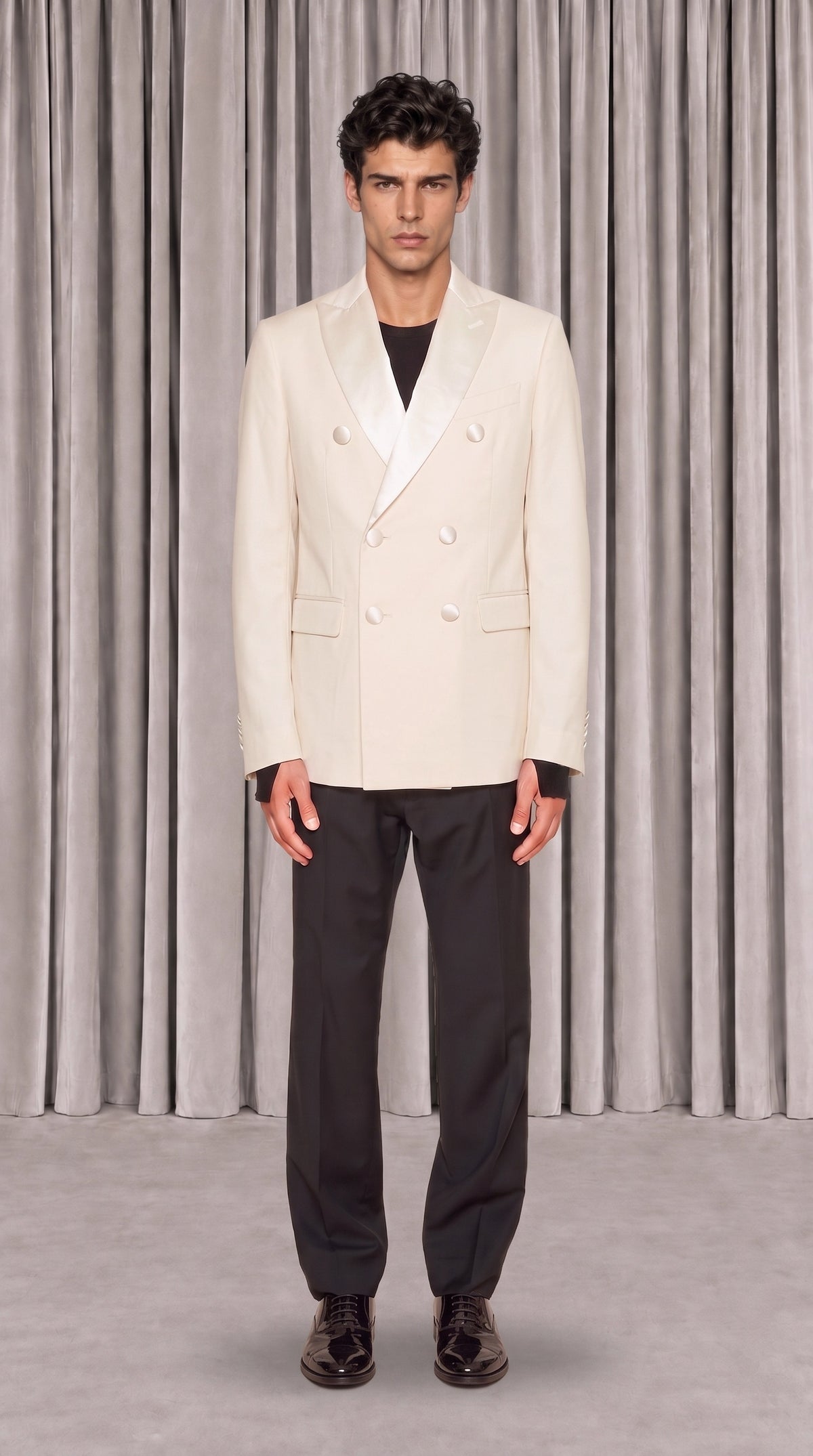 Michael Evening Jacket Ivory Men, front view – POAN