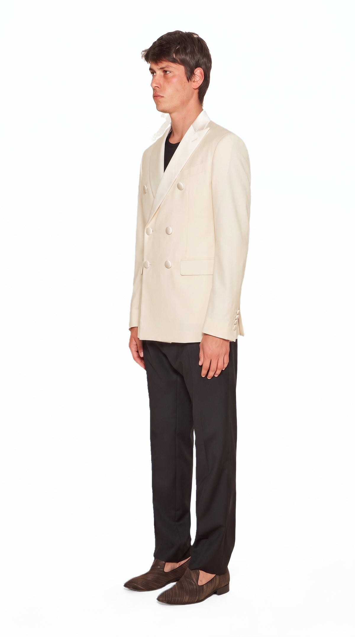 Michael Evening Jacket Ivory Men, side view – POAN