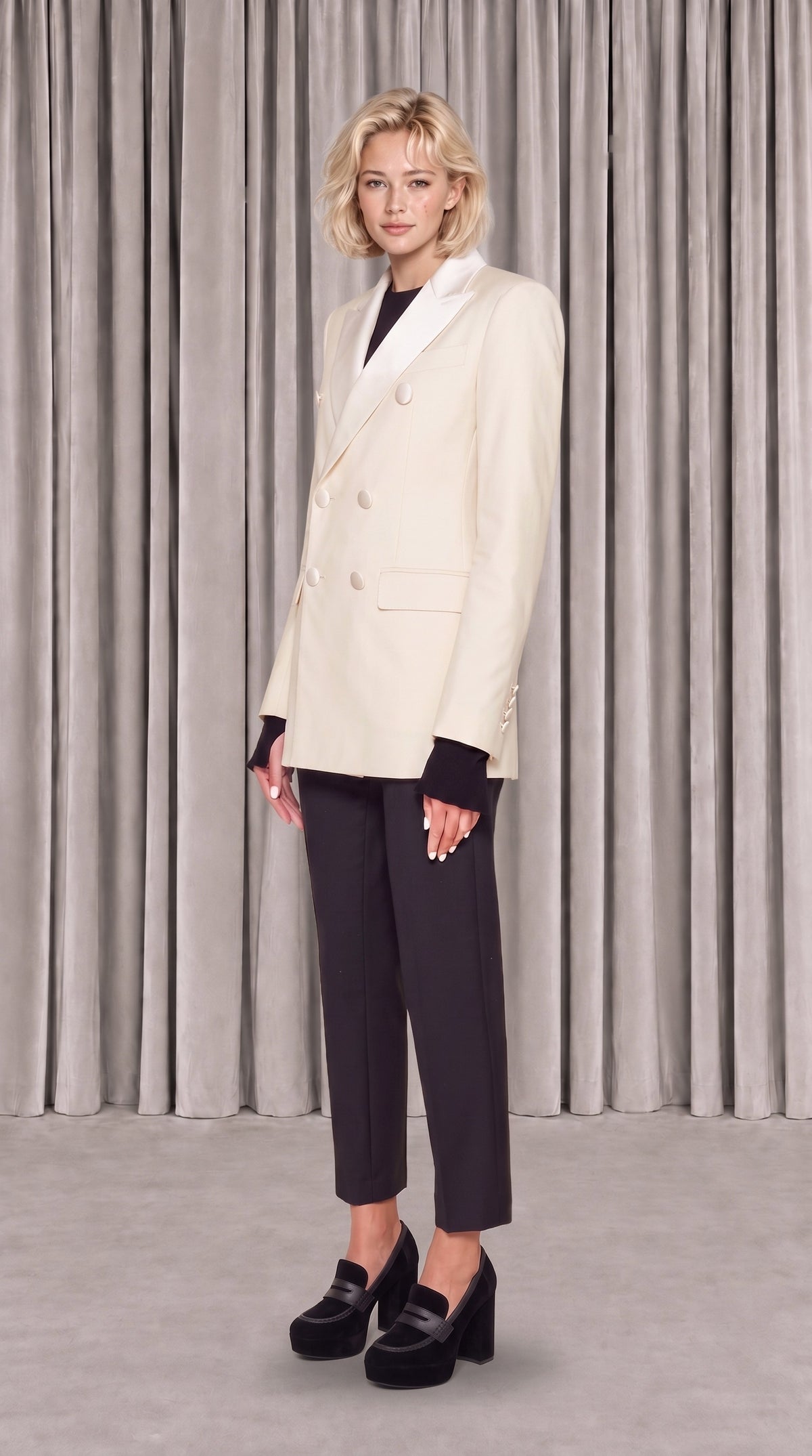 Michael Evening Jacket Ivory Women, side view – POAN
