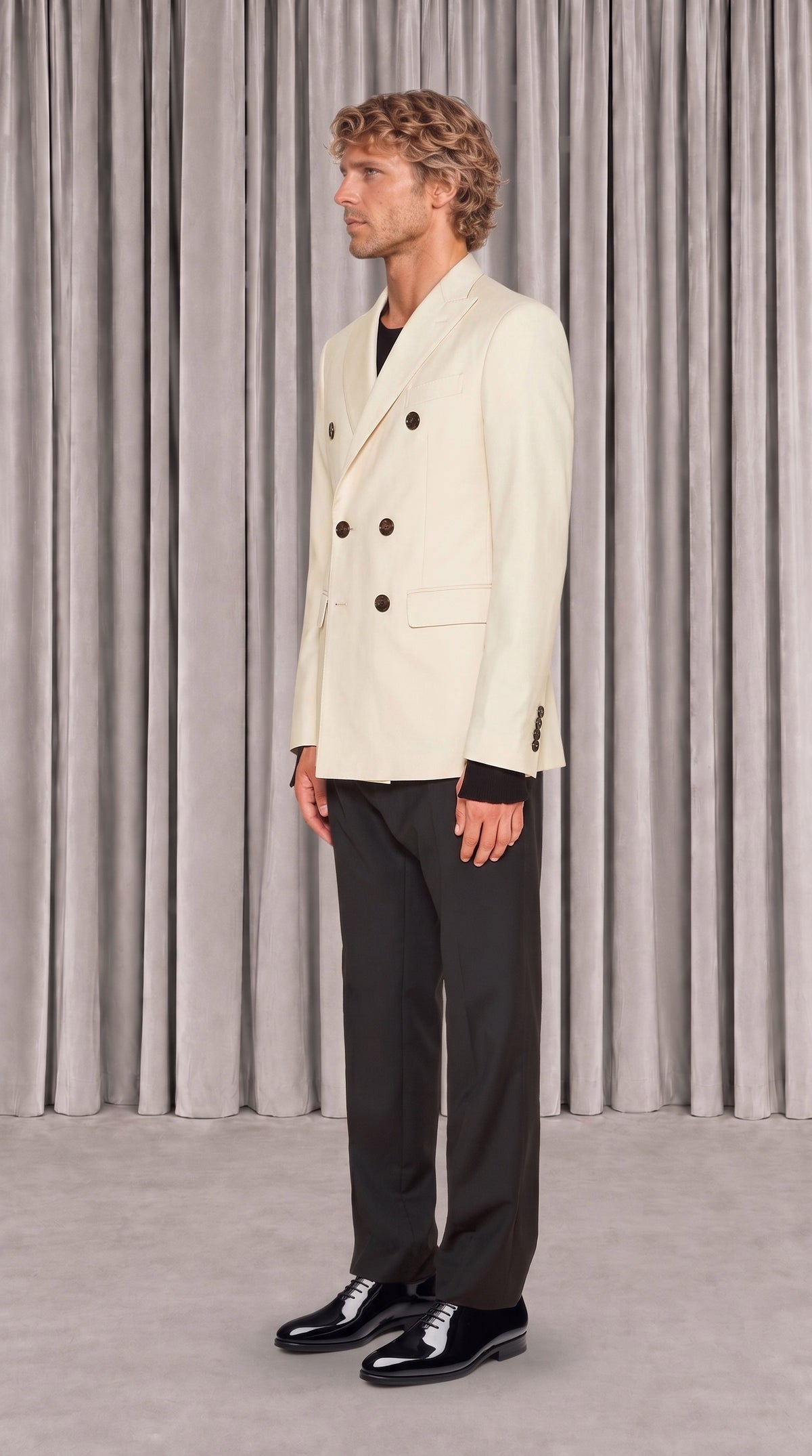 Michael Jacket Men Ivory, side view – POAN