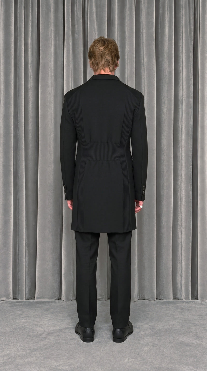 Michael Melton Overcoat Men Black – worn, model back