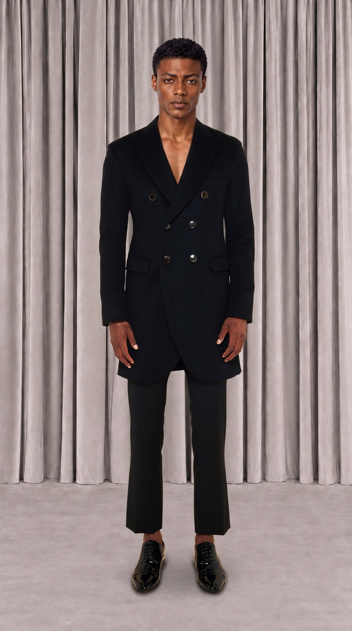 Michael Melton Overcoat Men Black, front view – POAN