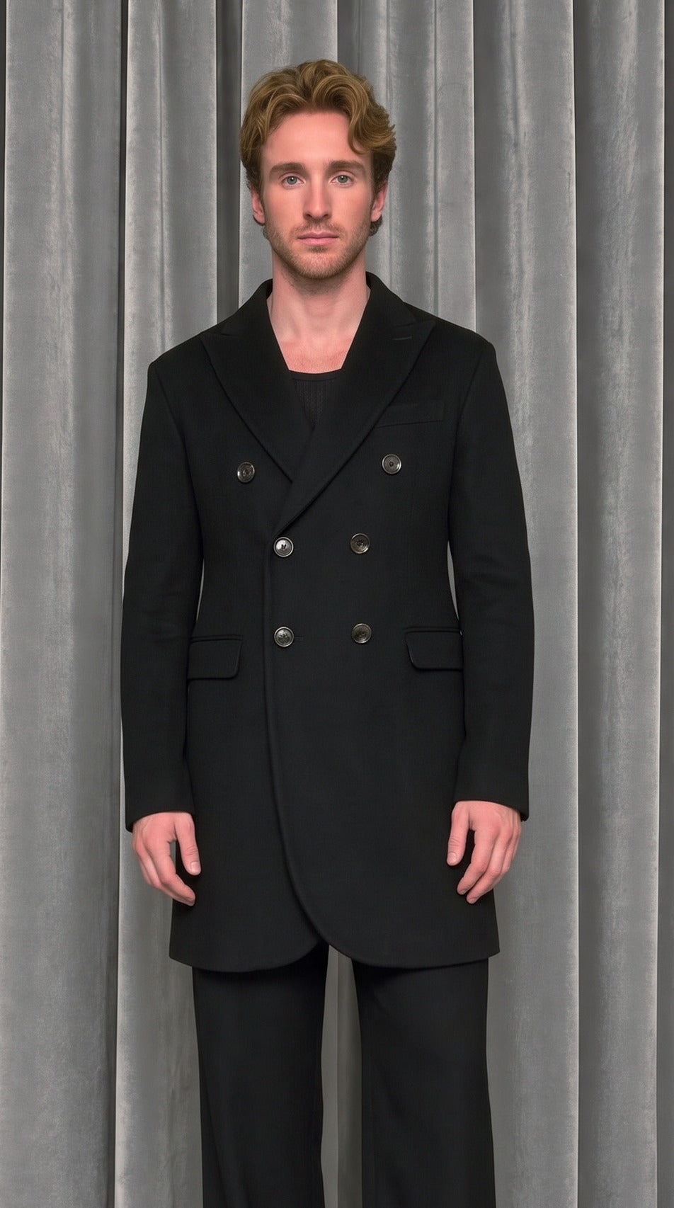 Michael Melton Overcoat Men Black – detail