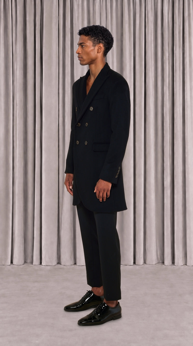 Michael Melton Overcoat Men Black, side view – POAN