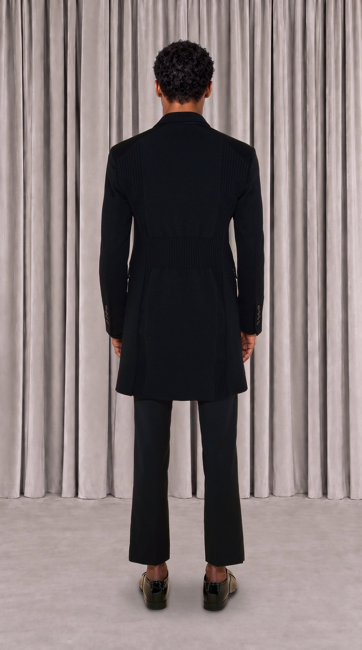 Michael Melton Overcoat Men Black, back view – POAN