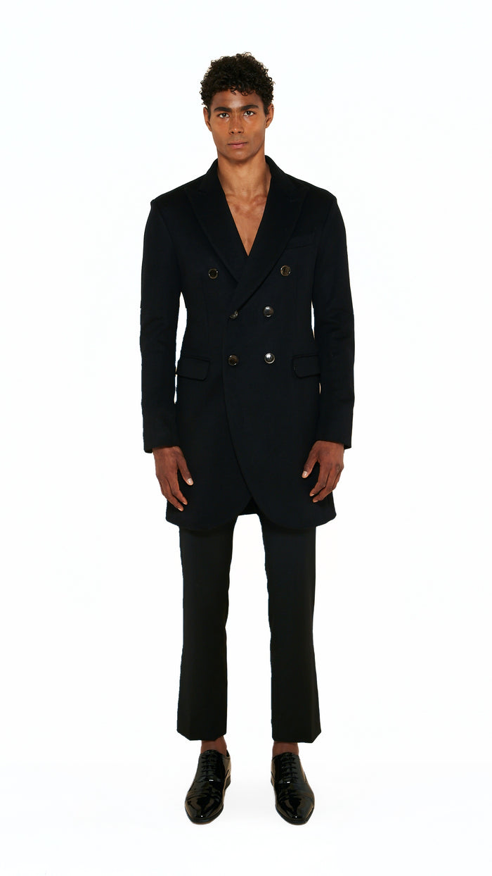 Michael Melton Overcoat Men Black, front view – POAN