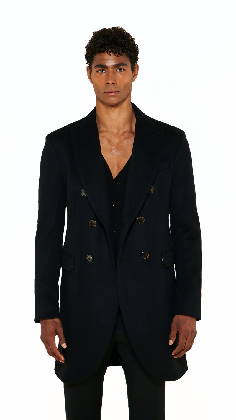 Michael Melton Overcoat Men Black, detail – POAN