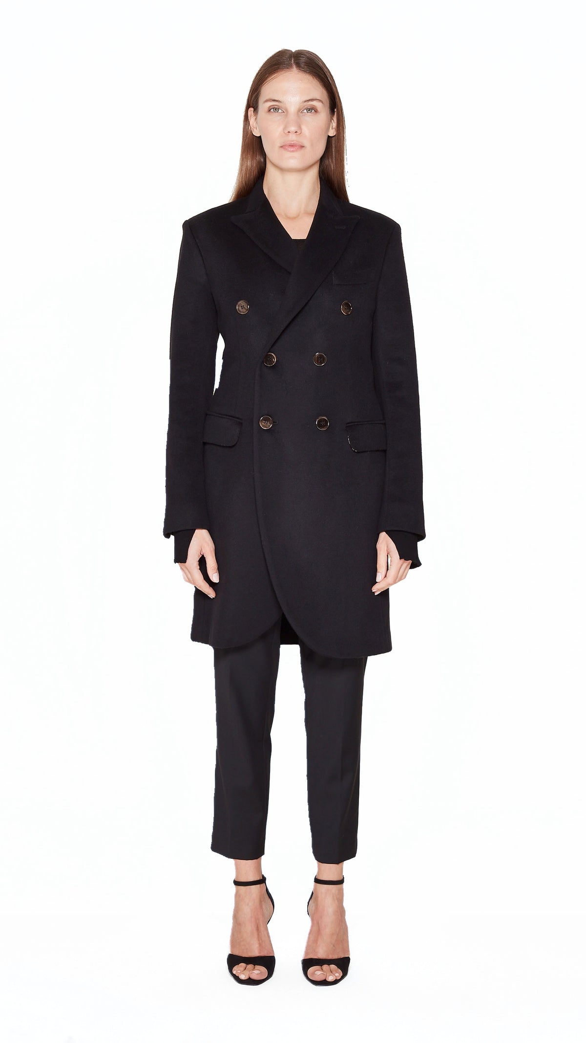 Michael Melton Overcoat Women Black, front view – POAN