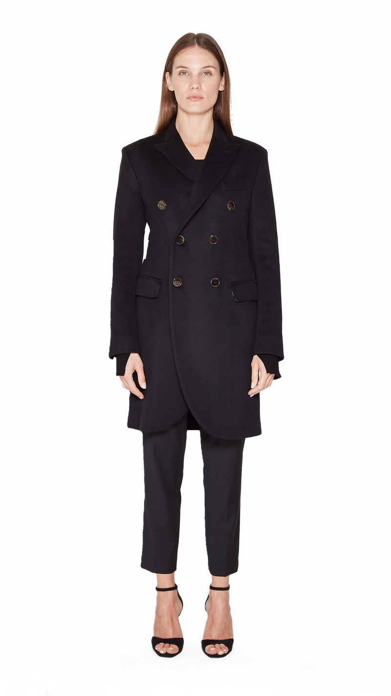 Michael Melton Overcoat Women Black, front view – POAN
