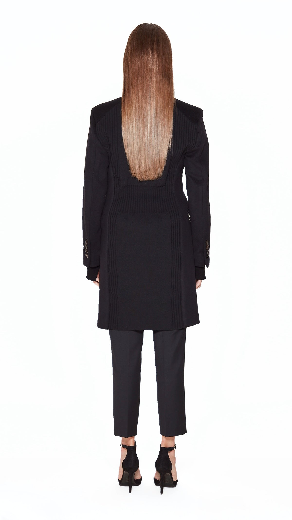 Michael Melton Overcoat Women Black, back view – POAN
