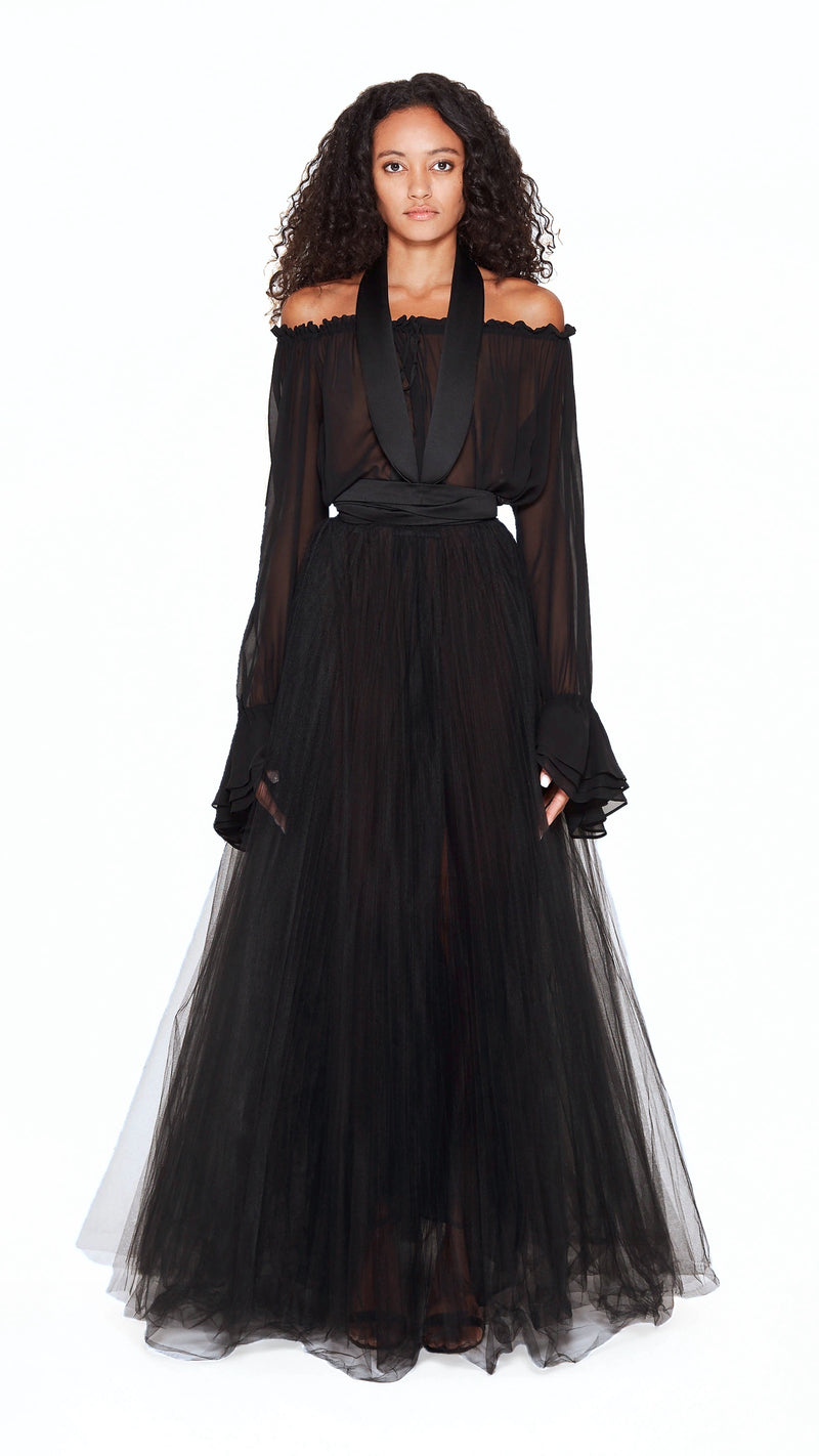 Noir Smoking Couture Dress Women Black, front view – POAN