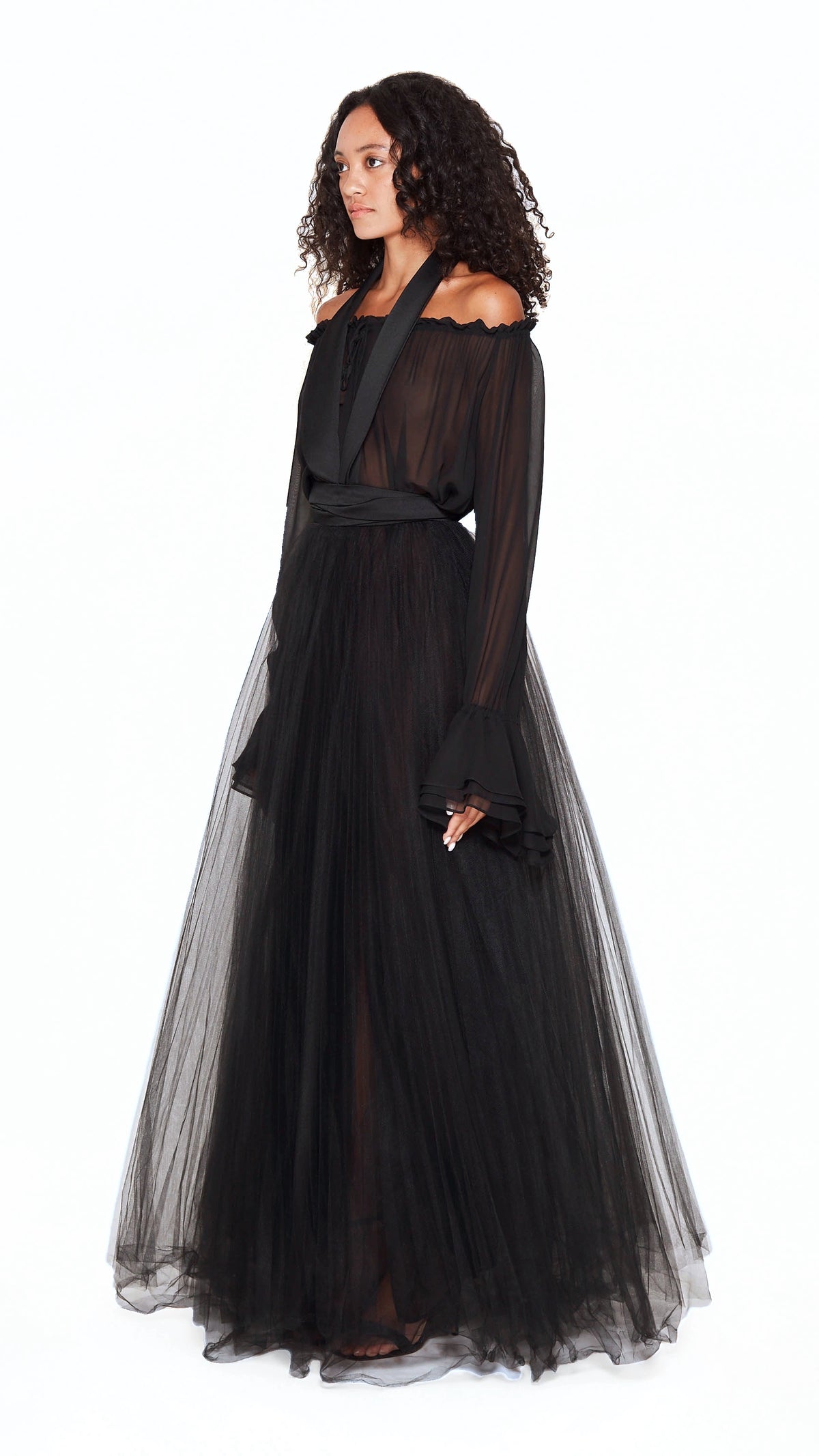 Noir Smoking Couture Dress Women Black, side view – POAN