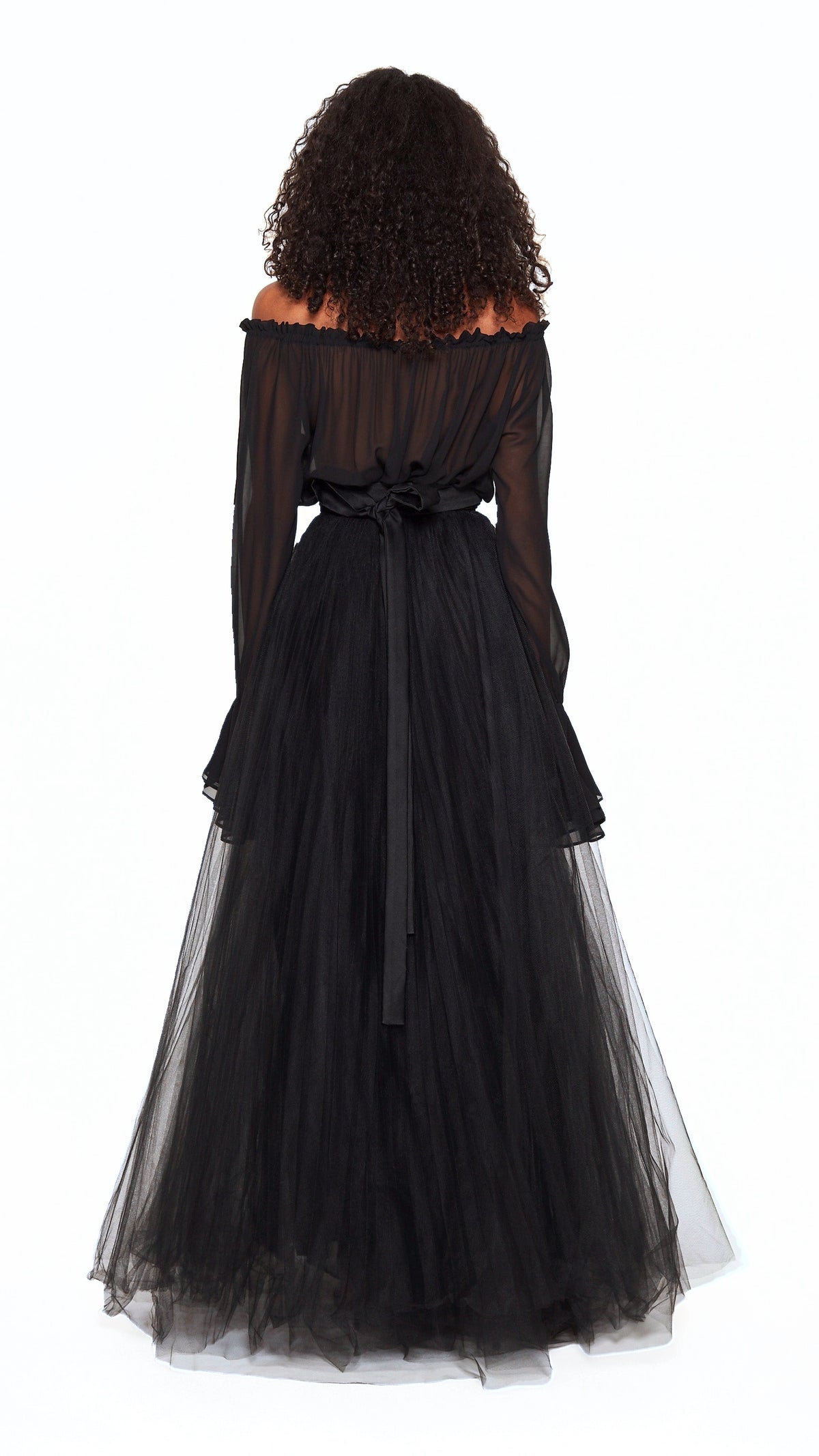 Noir Smoking Couture Dress Women Black, back view – POAN