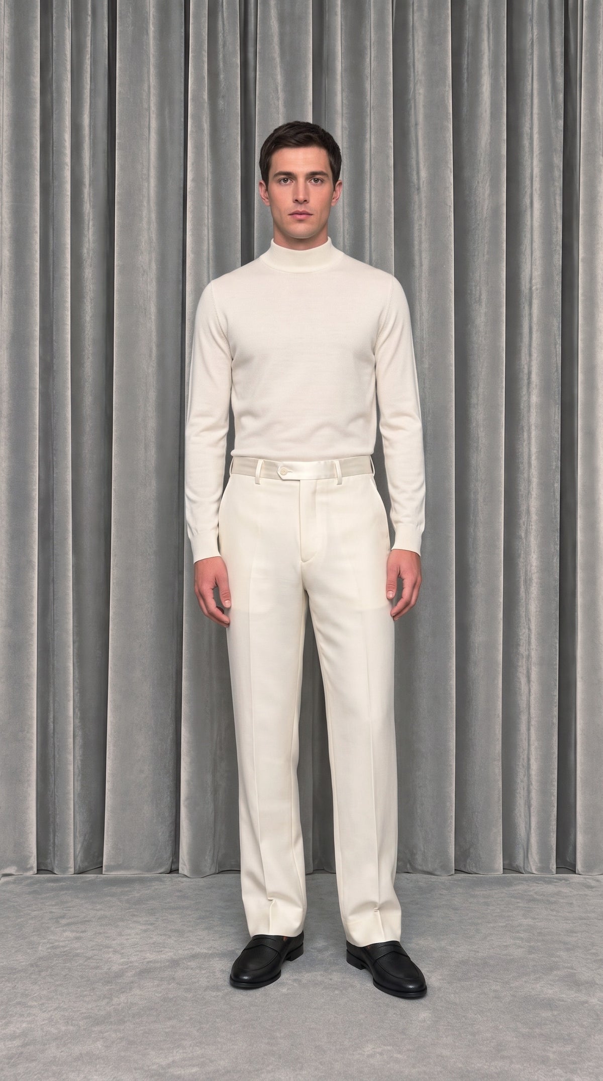 Prince Smoking Trousers Ivory – model front