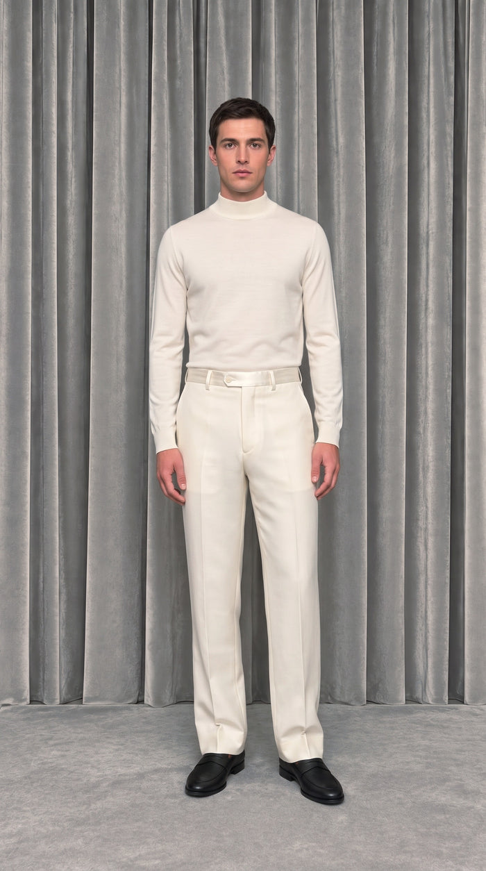 Prince Smoking Trousers Ivory – model front