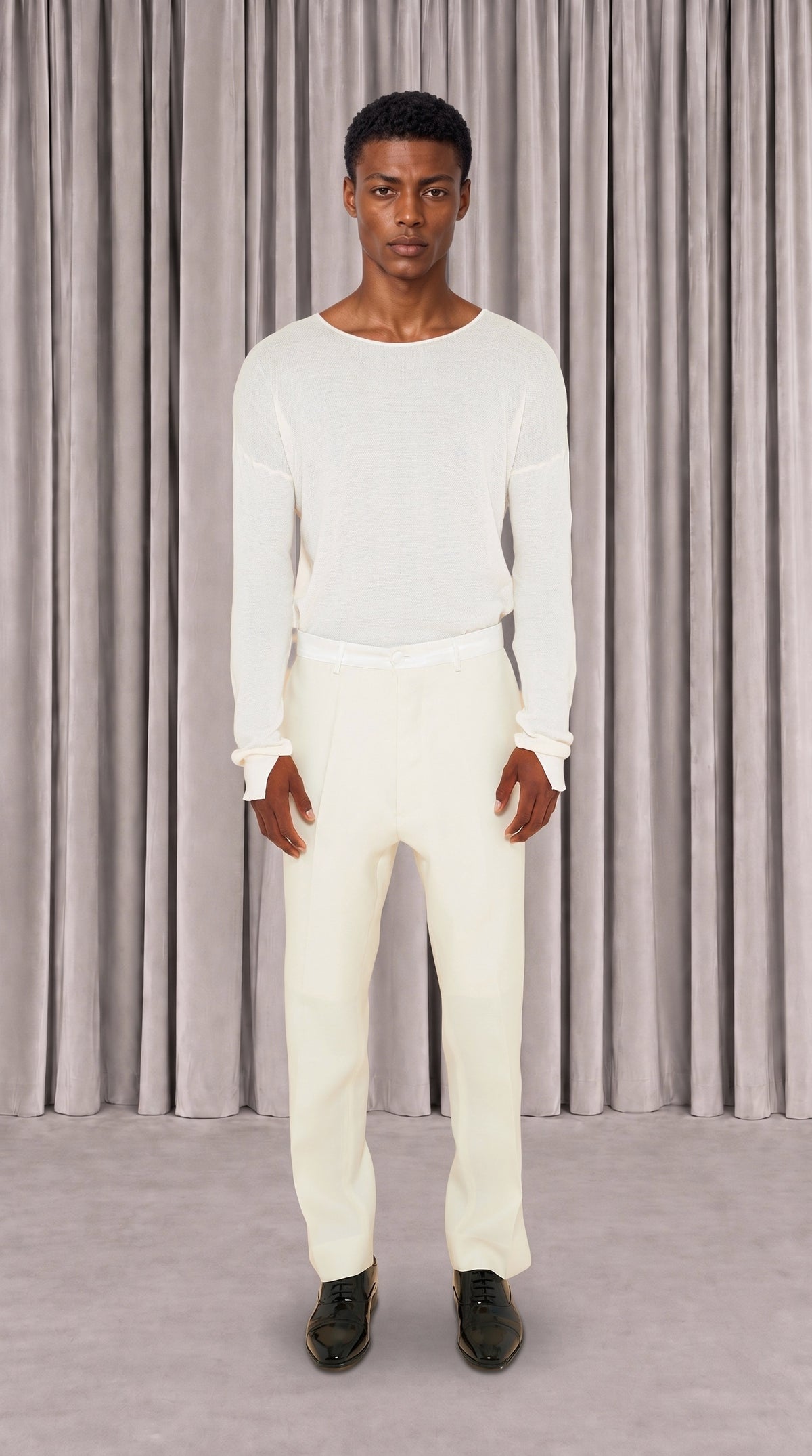 Prince Smoking Trousers Men Ivory, front view – POAN