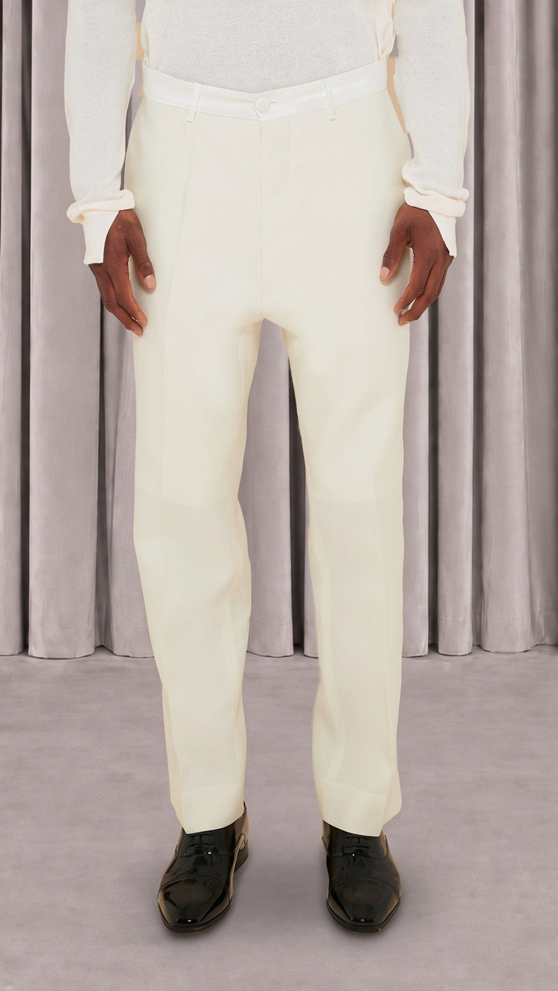 Prince Smoking Trousers Men Ivory, detail – POAN