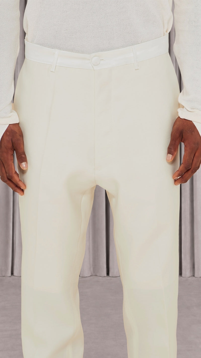 Prince Smoking Trousers Men Ivory, detail – POAN