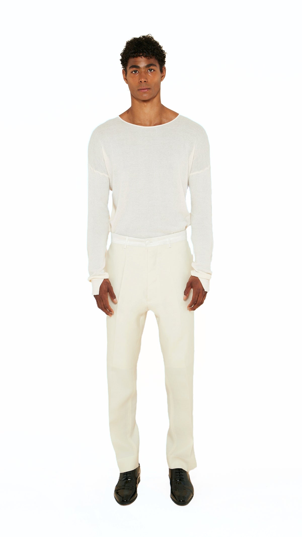 Prince Smoking Trousers Men Ivory, front view – POAN