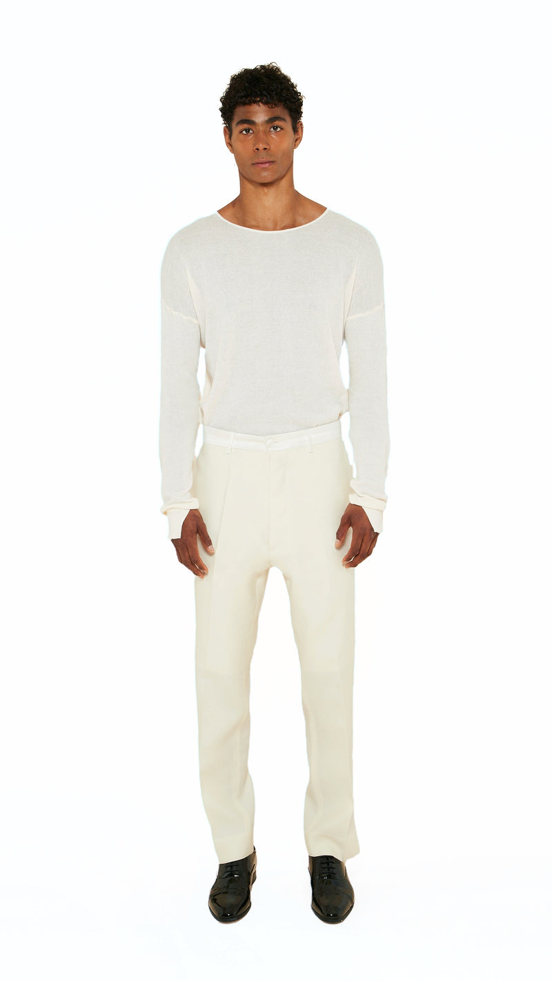 Prince Smoking Trousers Men Ivory, front view – POAN