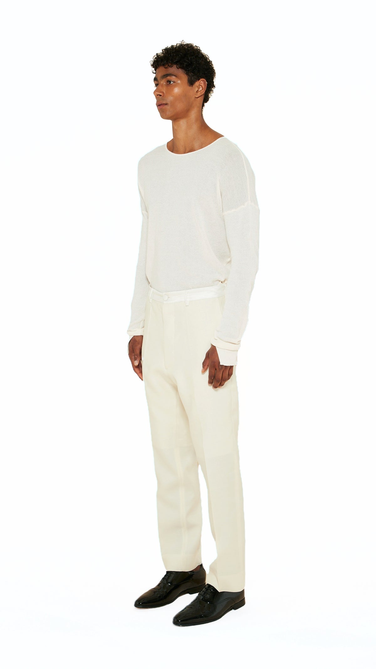 Prince Smoking Trousers Men Ivory, side view – POAN