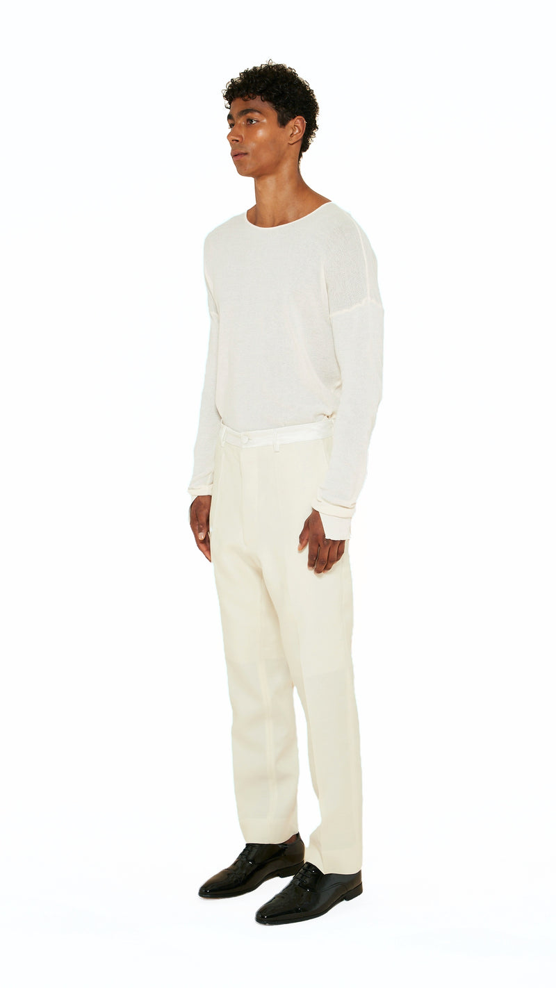 Prince Smoking Trousers Men Ivory, side view – POAN