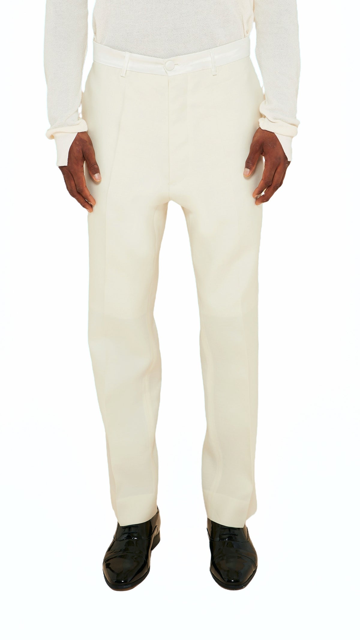 Prince Smoking Trousers Men Ivory, detail – POAN
