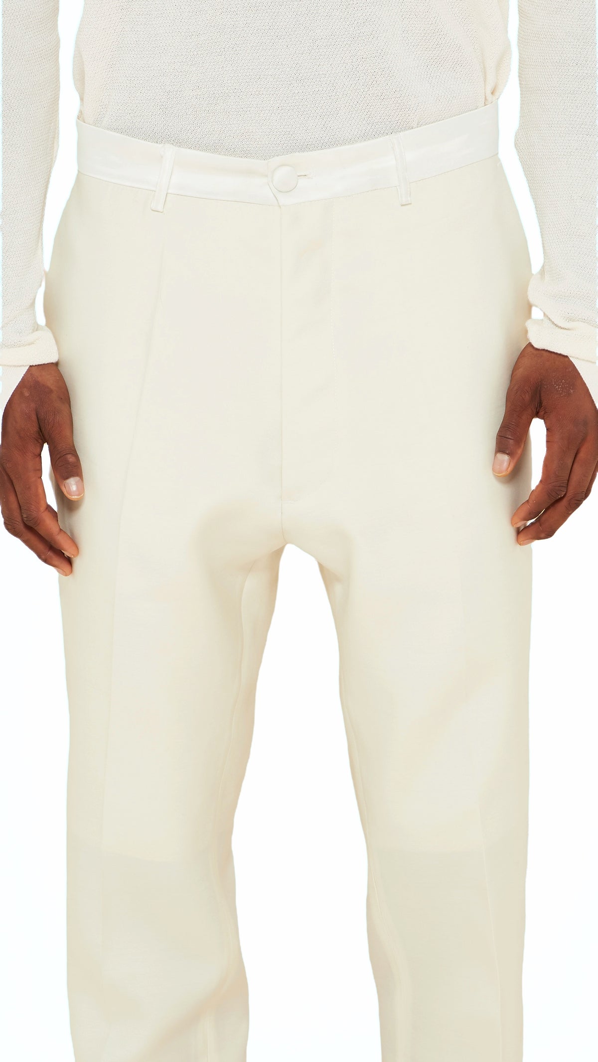Prince Smoking Trousers Men Ivory, detail – POAN