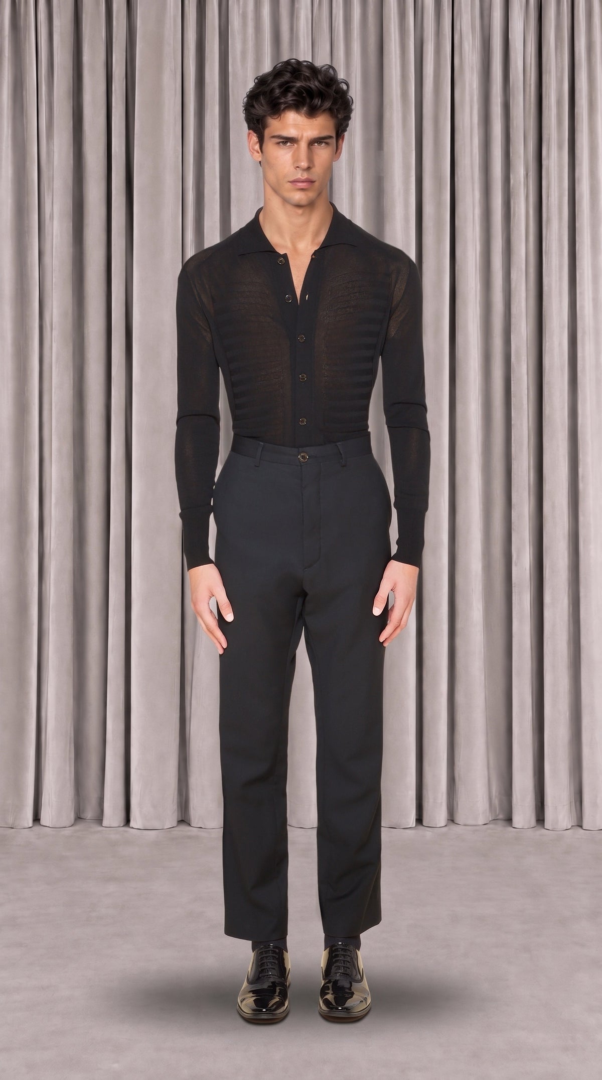 Prince Trousers Men Black, front view – POAN