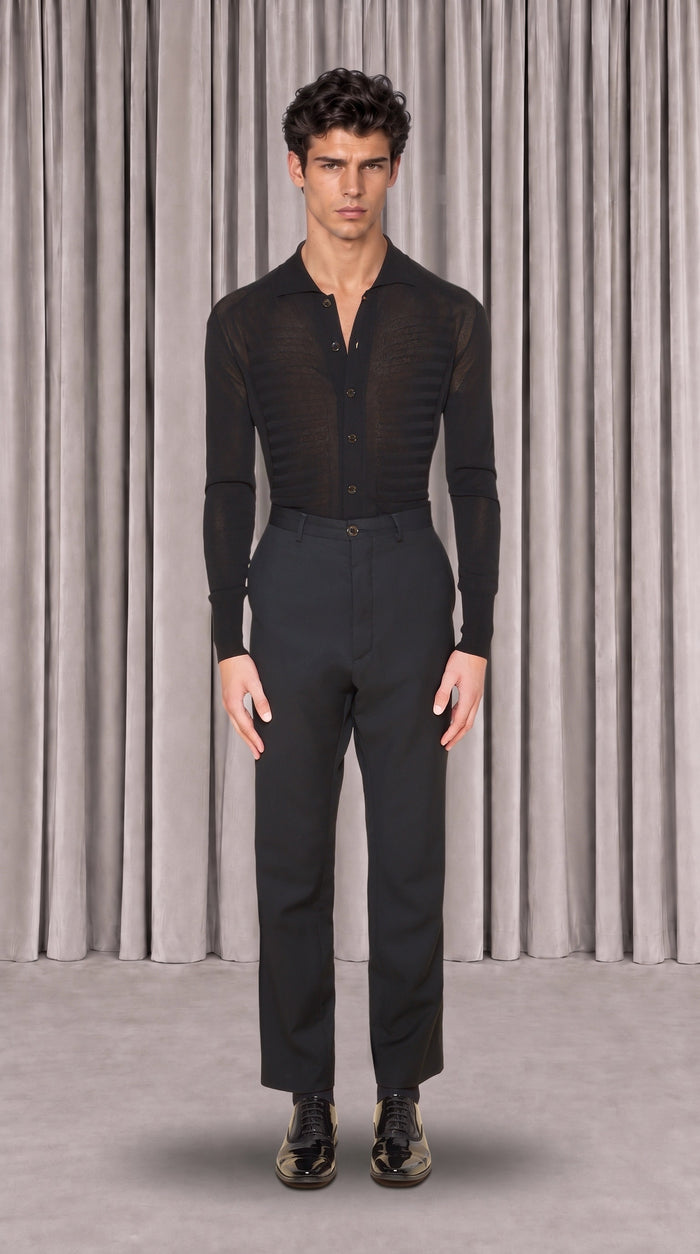 Prince Trousers Men Black, front view – POAN