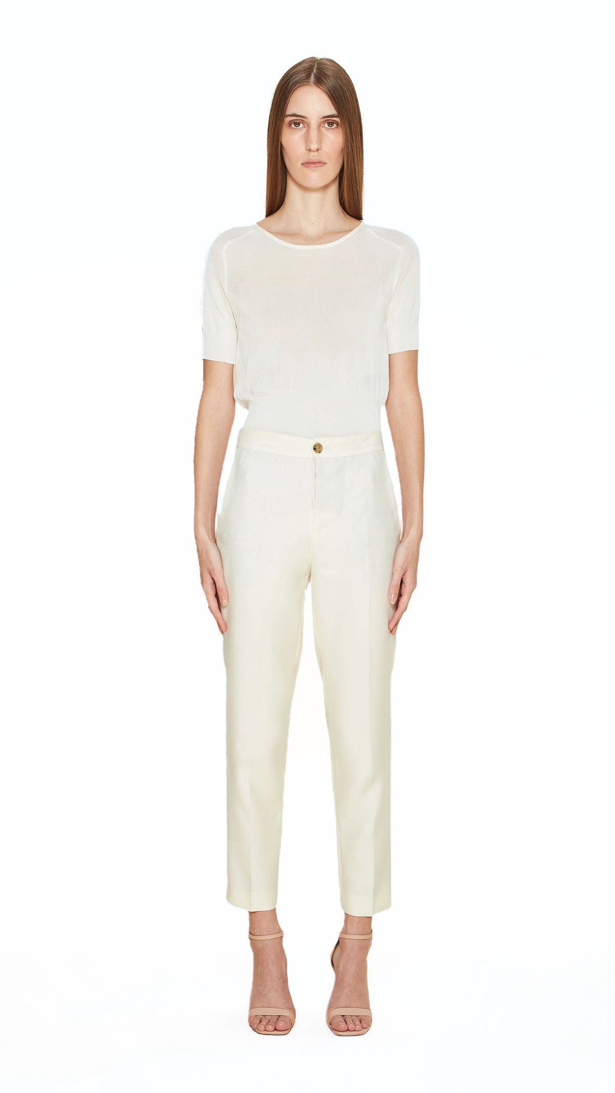 Queen Trousers Women Ivory, front view – POAN