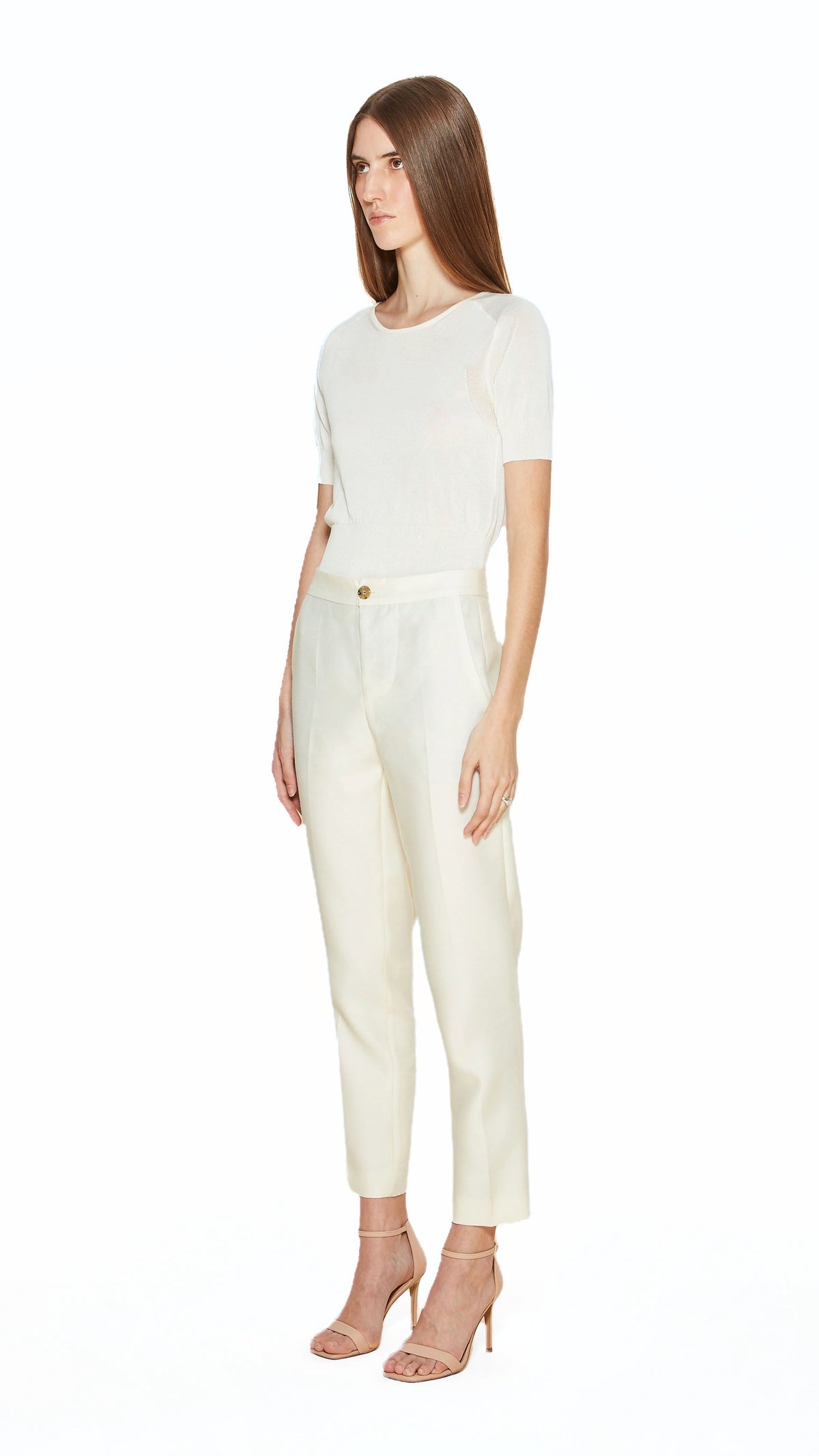 Queen Trousers Women Ivory, side view – POAN