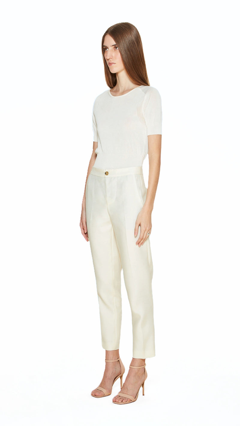 Queen Trousers Women Ivory, side view – POAN