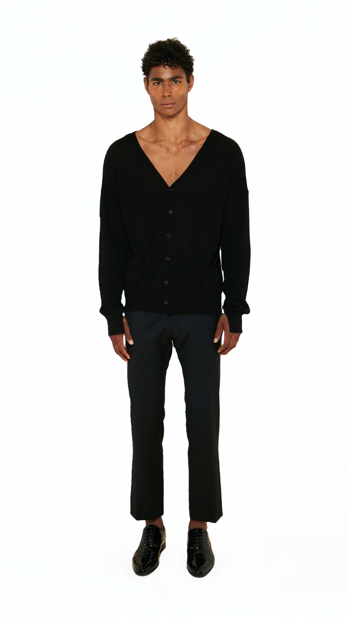 Roberto Cardigan Men Black, front view – POAN