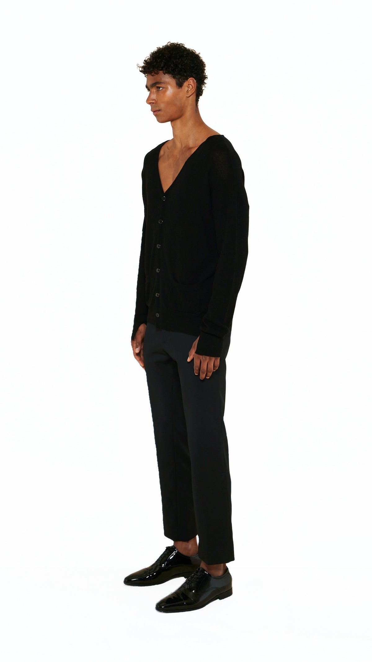 Roberto Cardigan Men Black, side view – POAN