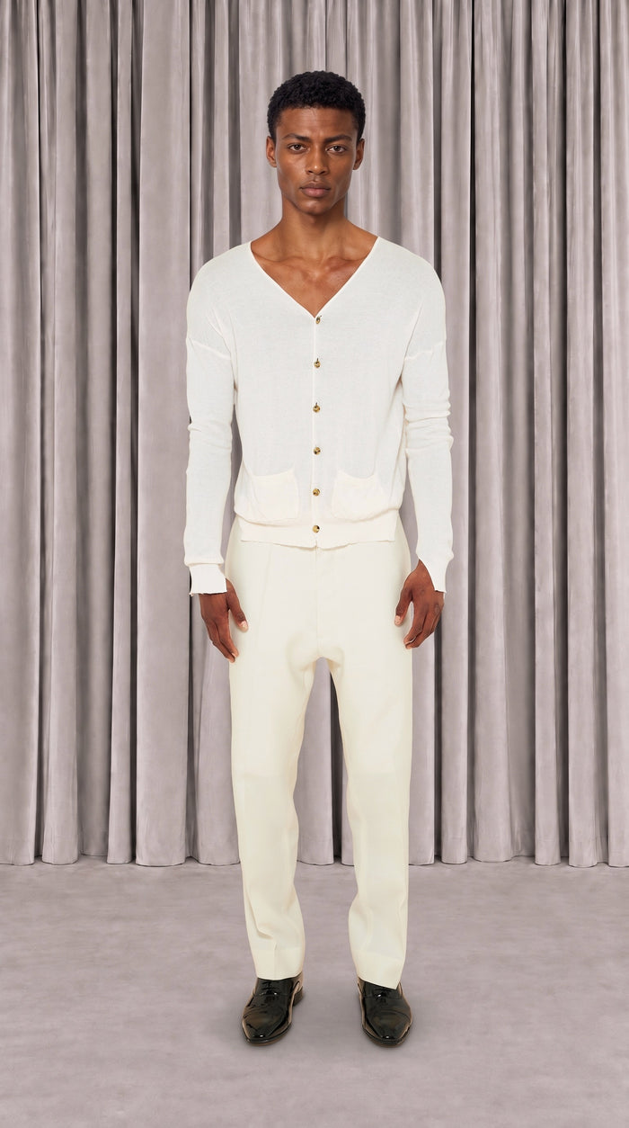 Roberto Cardigan Men Ivory, front view – POAN