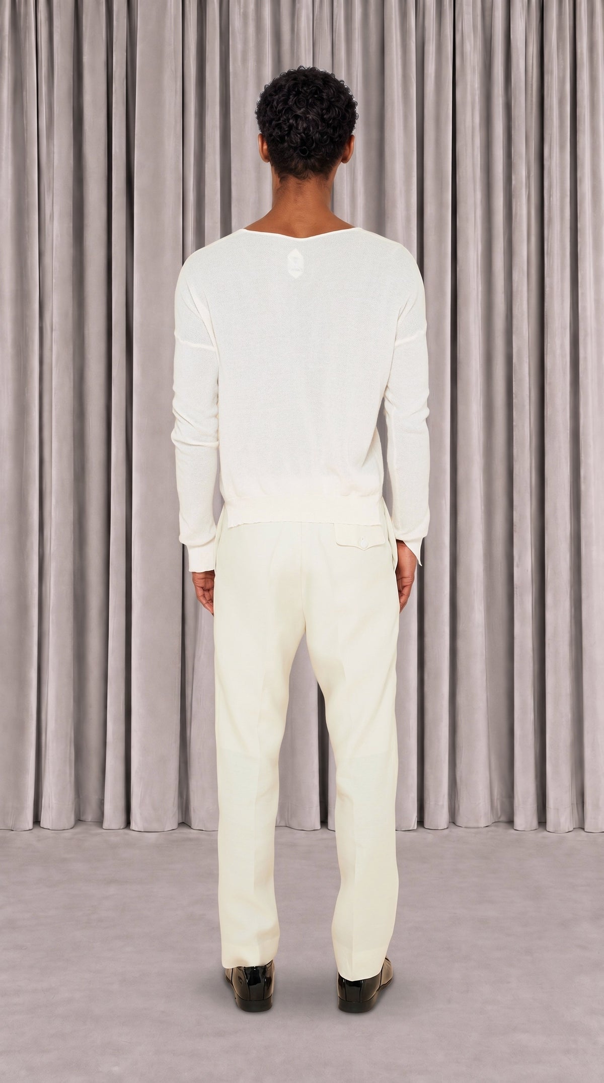 Roberto Cardigan Men Ivory, back view – POAN