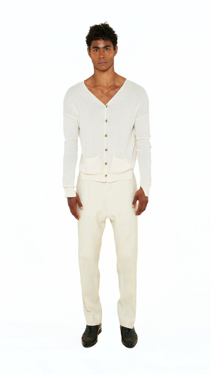 Roberto Cardigan Men Ivory, front view – POAN