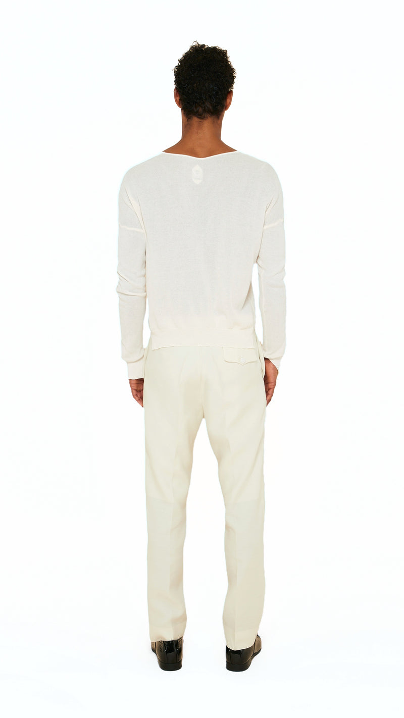 Roberto Cardigan Men Ivory, back view – POAN